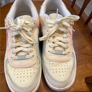 Nike Women's Shoes in Cream, Pink, and Blue